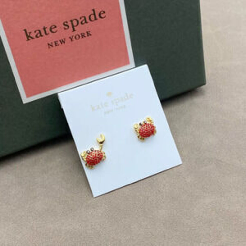 kate spade Little Crab Stud Earrings with Garnet Red Zircon Asymmetric